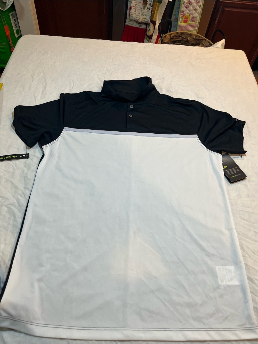 Nike Men's Black and White Performance Polo Shirt size medium